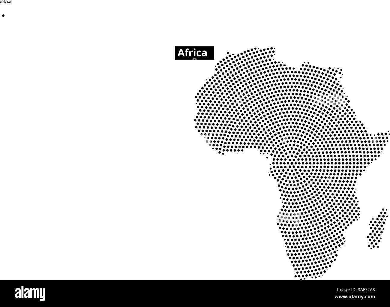 Schwarz gepunktete Umrisse zeigen den Kontinent Afrika und heben seine geografische Form und seine Besonderheiten mit minimalen Details hervor. Stock Vektor