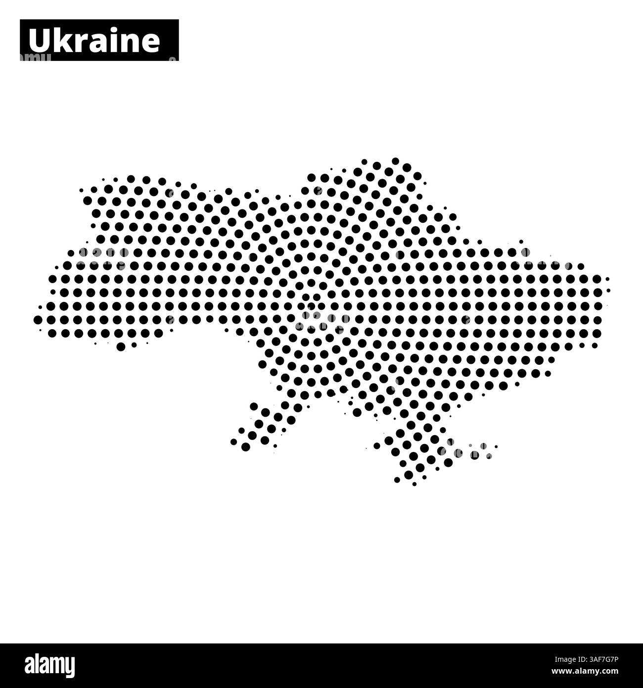Eine Umrisse der Ukraine mit einem Punktmuster, die die geografischen Merkmale und Grenzen des Landes auf einzigartige Weise betont. Stock Vektor