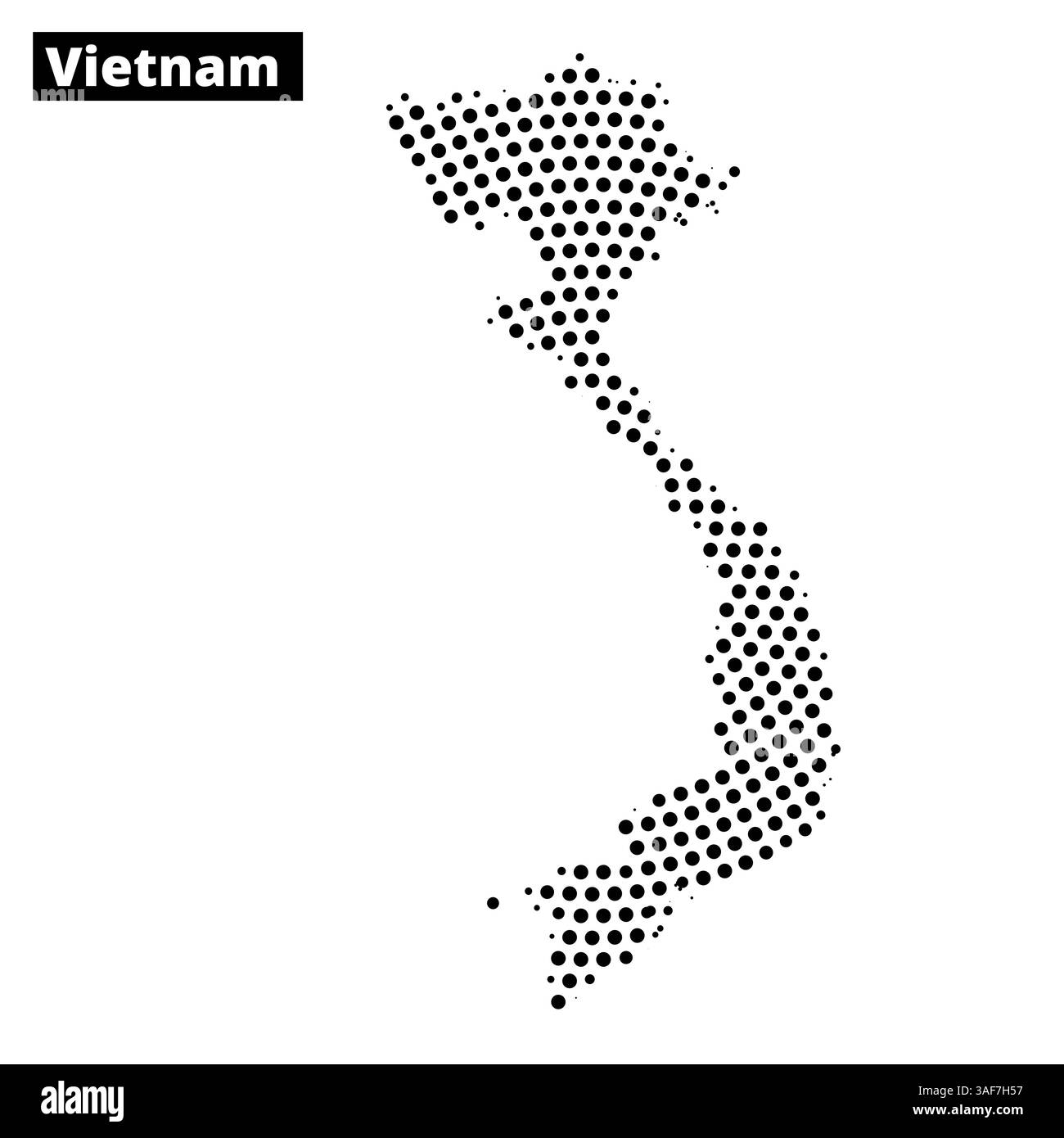 Ein detaillierter Überblick über Vietnam hebt seine geografischen Grenzen und Küstenmerkmale hervor und zeigt die Form und Topographie des Landes. Stock Vektor