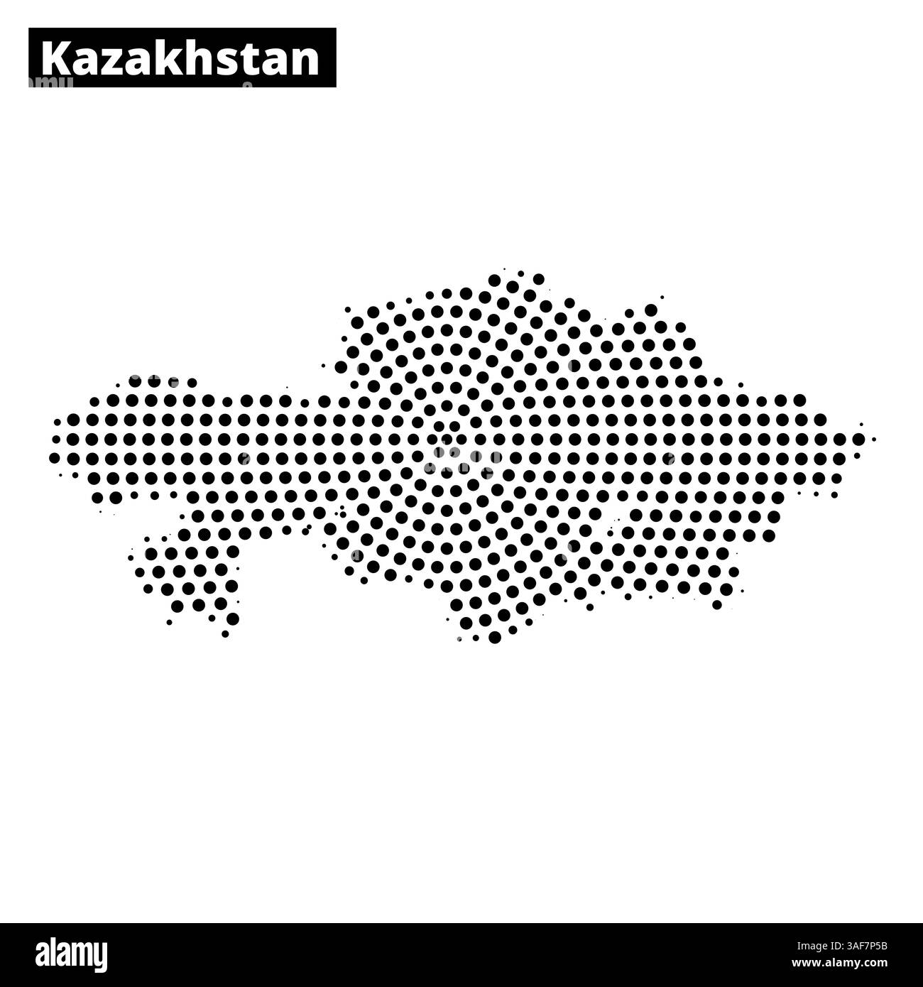 Eine gepunktete Darstellung der Karte Kasachstans zeigt ihre geografische Form und Grenzen und betont die weite Fläche des Landes. Stock Vektor