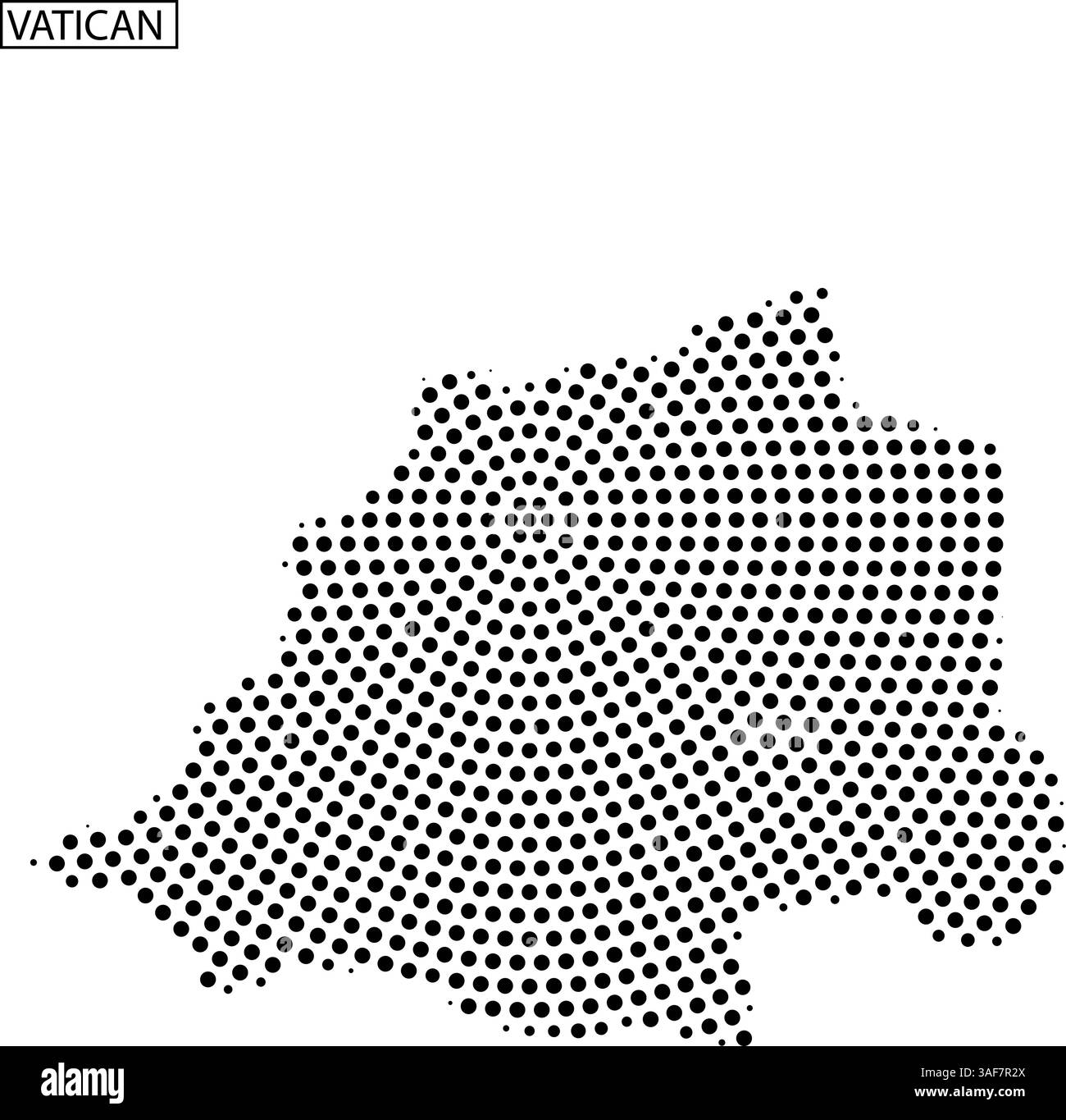 Eine schwarze Rasterumrandung des Vatikans veranschaulicht seine einzigartige Form auf einem neutralen Hintergrund. Dieses Design betont seine geografische Umrisse. Stock Vektor