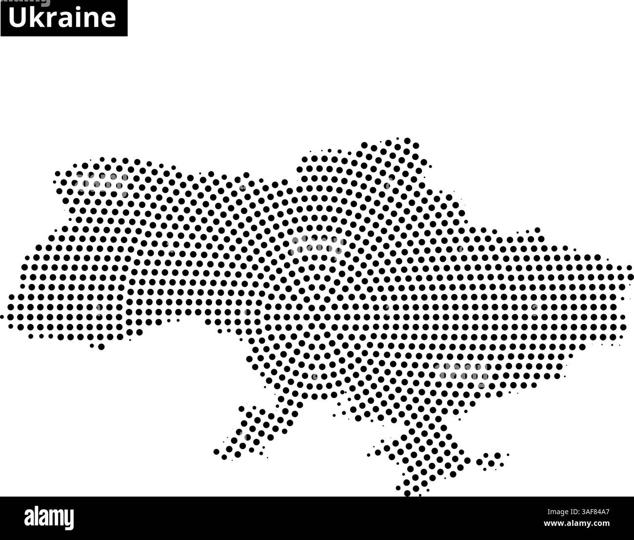 Eine Umrisse der Ukraine mit einem Punktmuster, die die geografischen Merkmale und Grenzen des Landes auf einzigartige Weise betont. Stock Vektor
