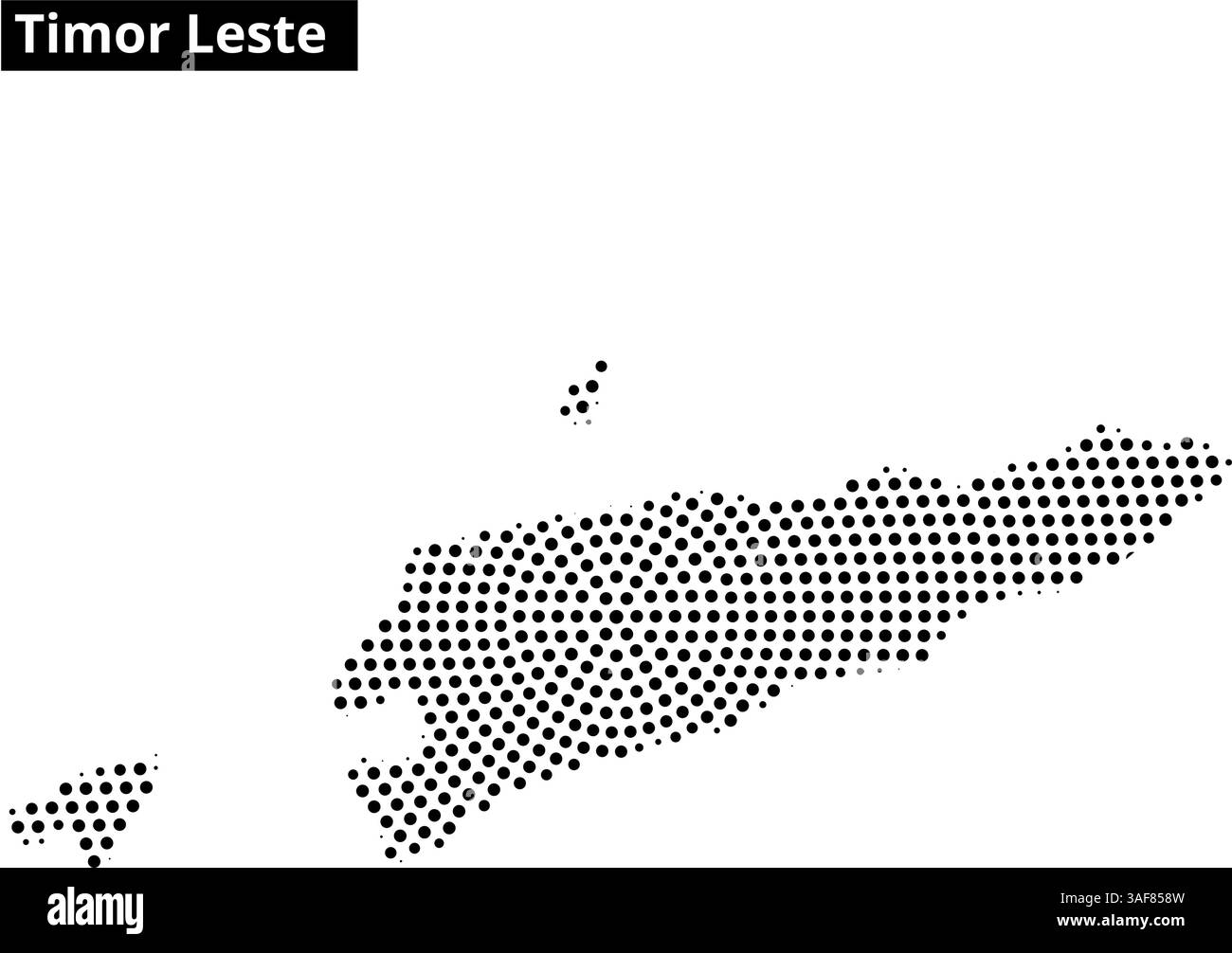 Eine stilisierte Umrisse von Timor Leste zeigt seine einzigartige Form mit gepunkteten Details, die seine geografischen Konturen und Merkmale betonen. Stock Vektor