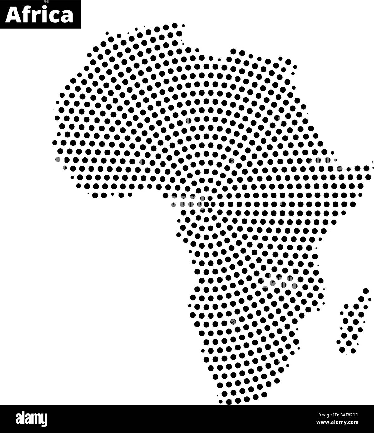 Schwarz gepunktete Umrisse zeigen den Kontinent Afrika und heben seine geografische Form und seine Besonderheiten mit minimalen Details hervor. Stock Vektor