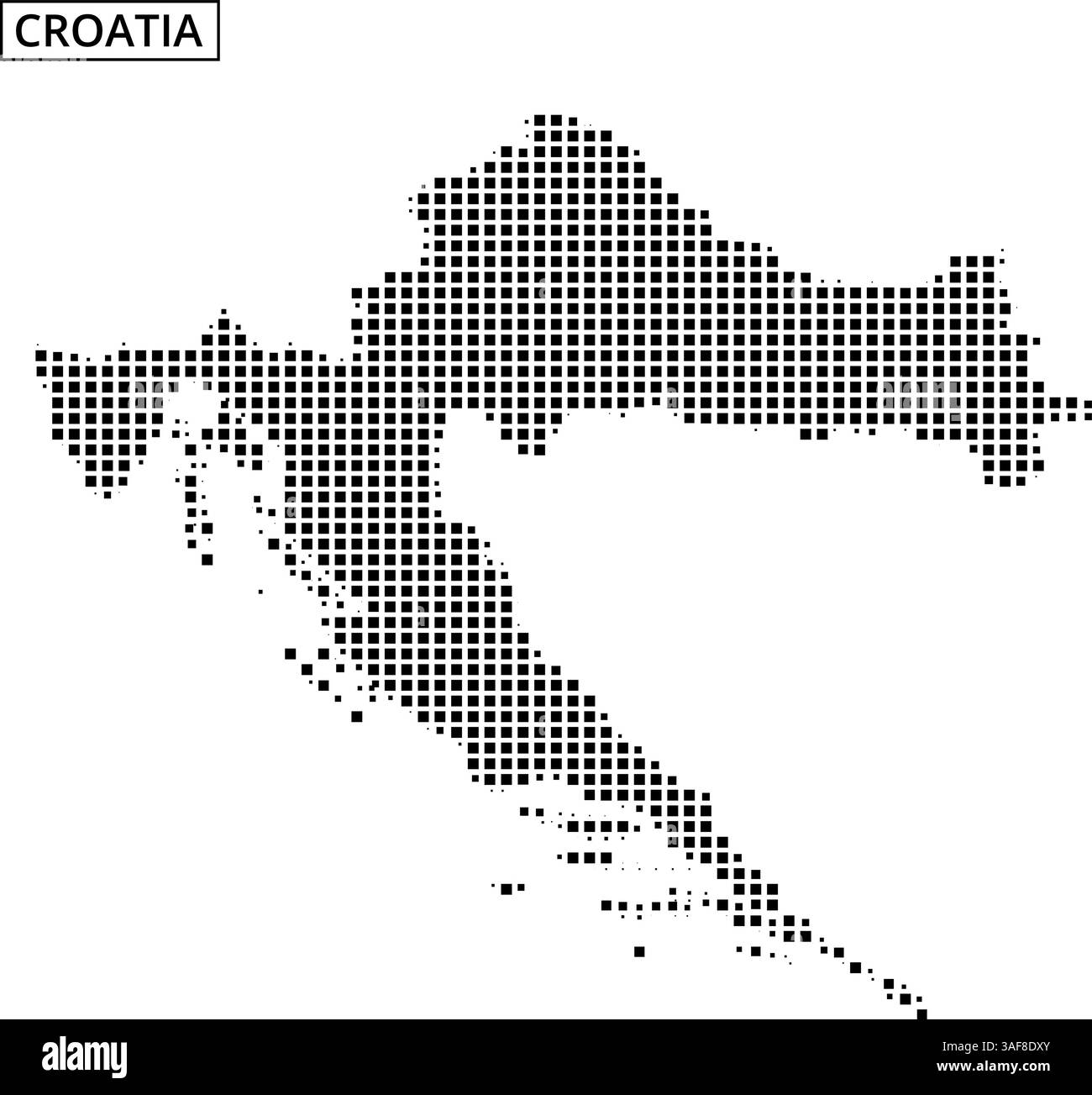 Die Umrisse Kroatiens werden in einem gepunkteten Stil vor einem subtilen abstrakten Hintergrund mit weichen Linien dargestellt. Stock Vektor
