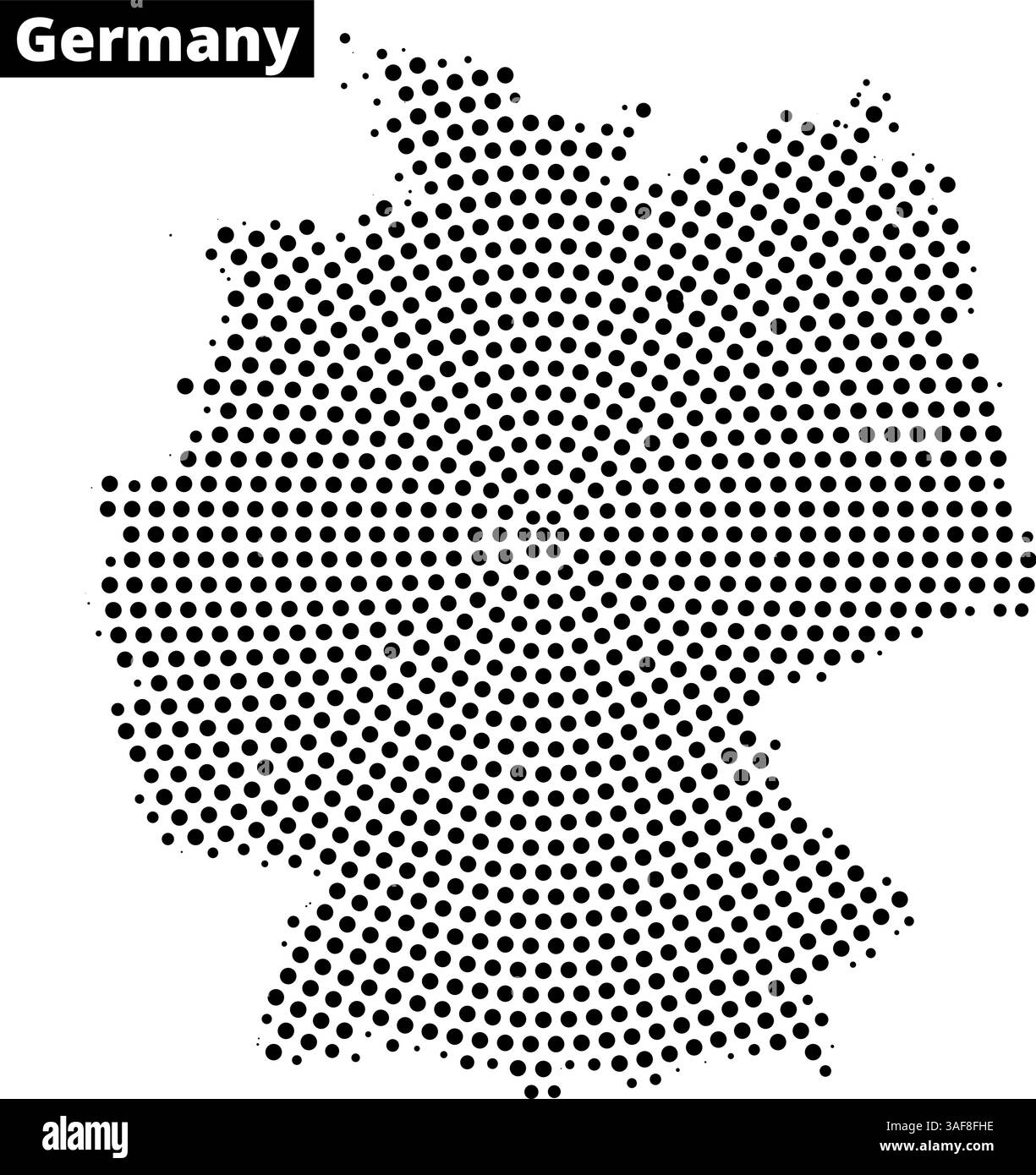Ein einzigartiges, gepunktetes Design zeigt Deutschland und zeigt seine Form und sein künstlerisches Flair, das sich für kreative Projekte und Präsentationen eignet. Stock Vektor