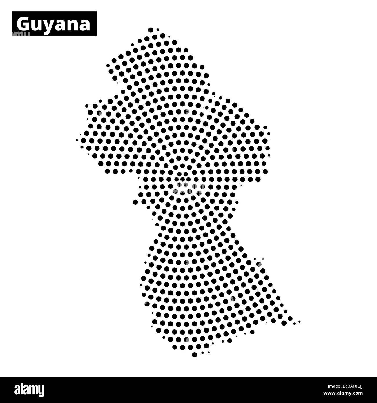 Eine Karte von Guyana, die seine charakteristische Form und geographische Merkmale deutlich markiert und für Bildungszwecke geeignet ist. Stock Vektor