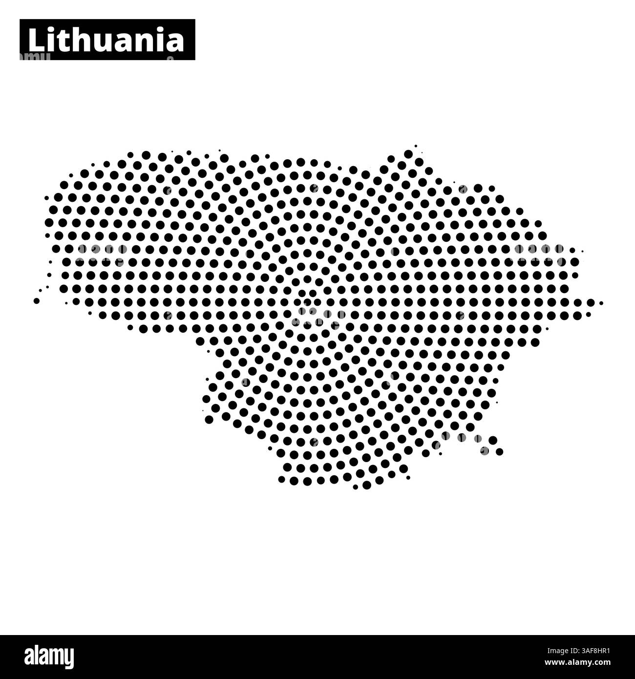 Die Umrisse Litauens werden in einem gepunkteten Muster dargestellt, das eine einzigartige Darstellung der Form und Grenzen des Landes darstellt. Stock Vektor