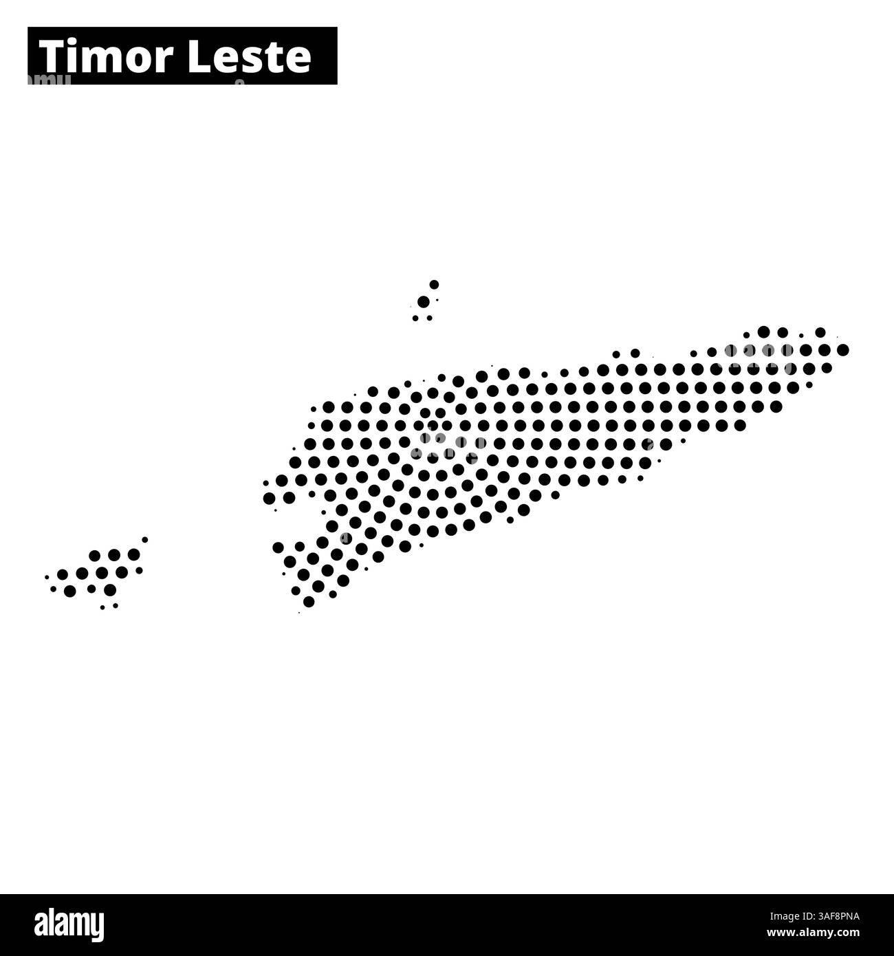 Eine stilisierte Umrisse von Timor Leste zeigt seine einzigartige Form mit gepunkteten Details, die seine geografischen Konturen und Merkmale betonen. Stock Vektor