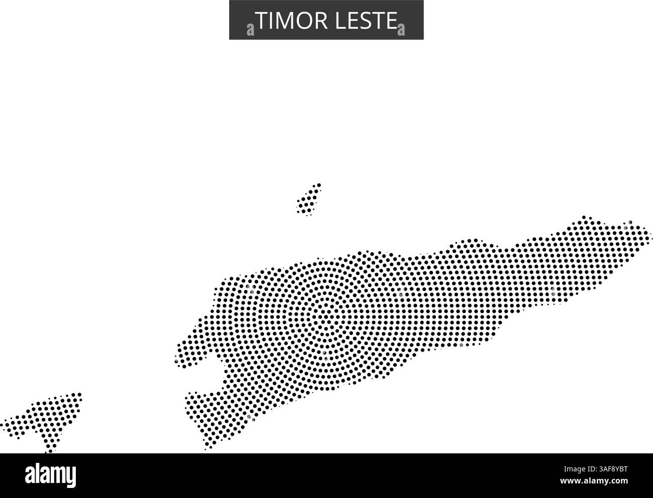 Eine stilisierte Umrisse von Timor Leste zeigt seine einzigartige Form mit gepunkteten Details, die seine geografischen Konturen und Merkmale betonen. Stock Vektor