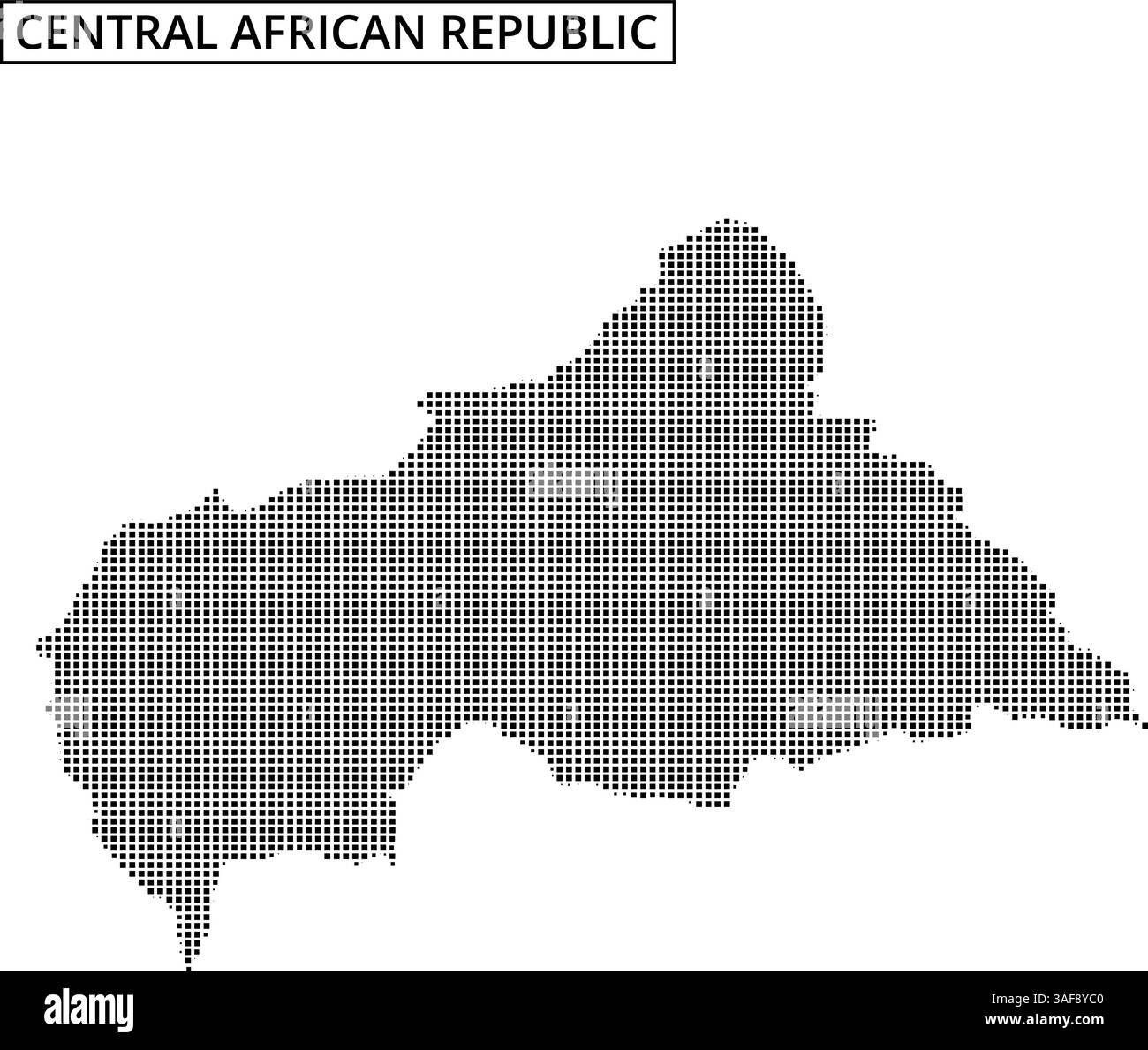 Die Umrisse der Zentralafrikanischen Republik werden mit einem gepunkteten Muster dargestellt, das die geografischen Grenzen des Landes betont. Stock Vektor