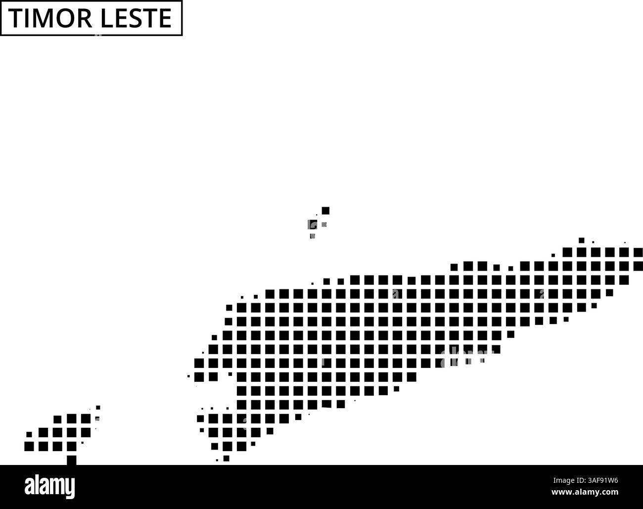 Eine stilisierte Umrisse von Timor Leste zeigt seine einzigartige Form mit gepunkteten Details, die seine geografischen Konturen und Merkmale betonen. Stock Vektor