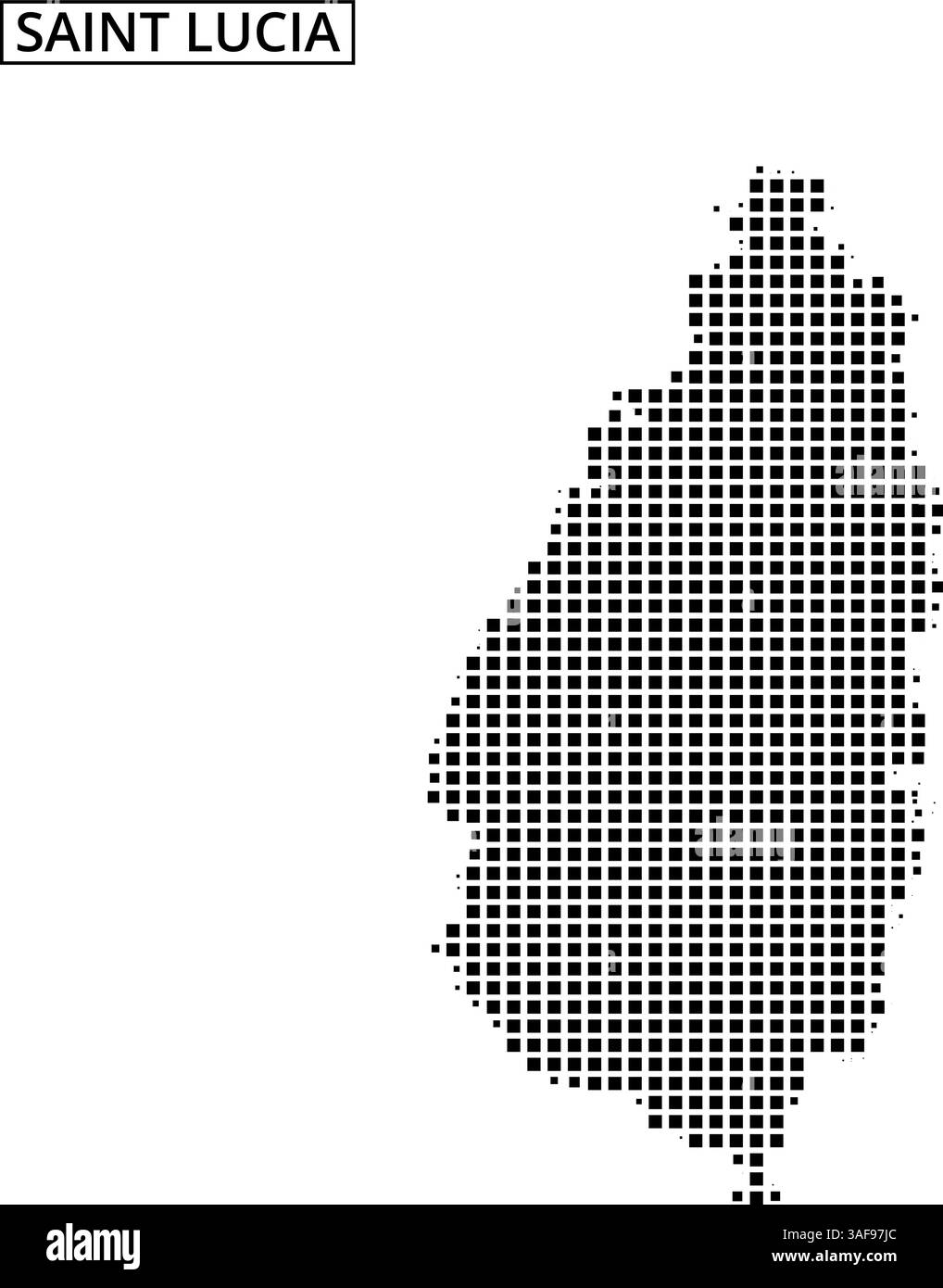 Detaillierte Darstellung von Saint Lucia, die seine einzigartige Form und seinen geografischen Kontext in der Karibik hervorhebt. Stock Vektor