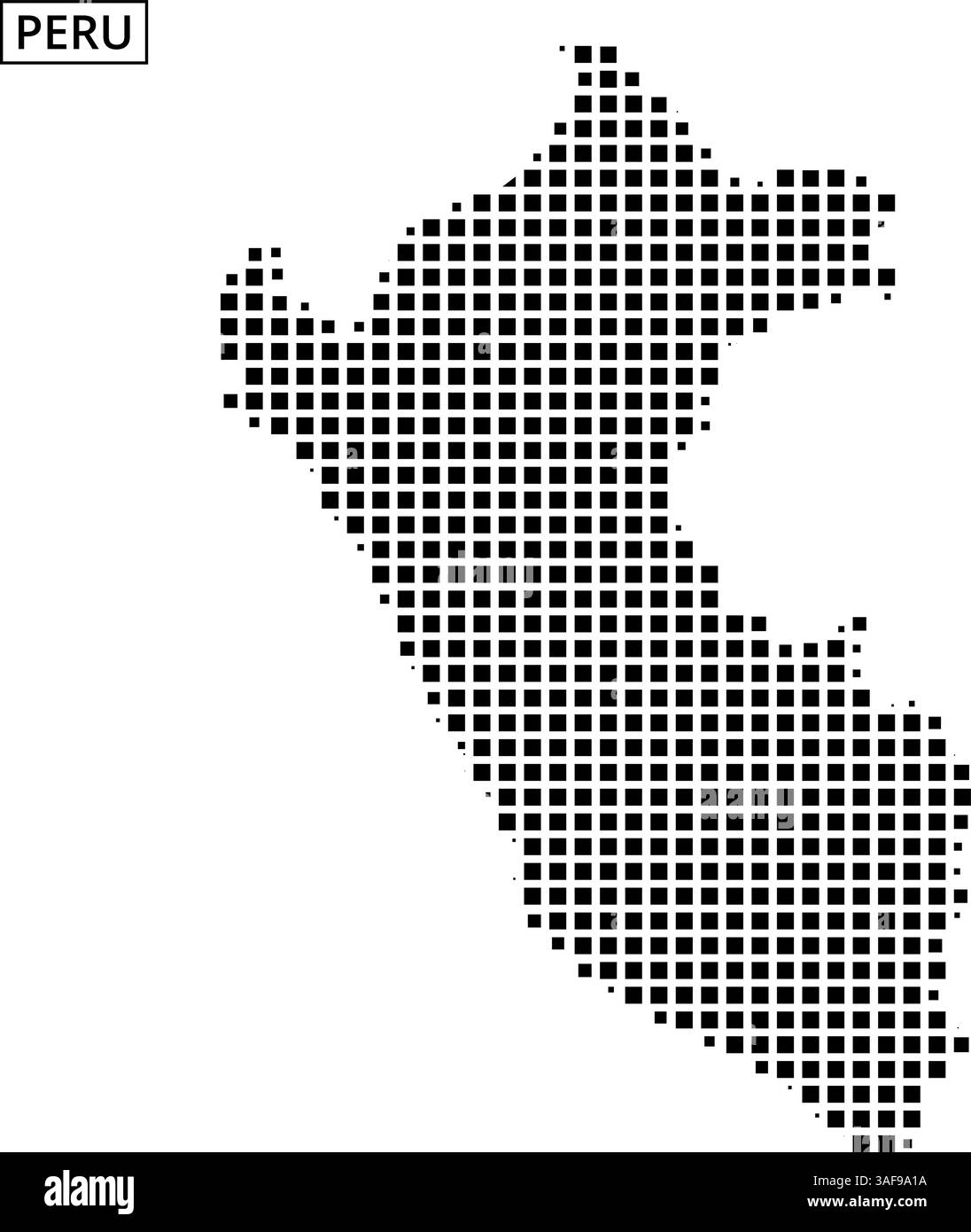 Eine einzigartige Punktdarstellung Perus zeigt seine geografische Form und zeigt die Besonderheiten des Landes auf der Karte. Stock Vektor