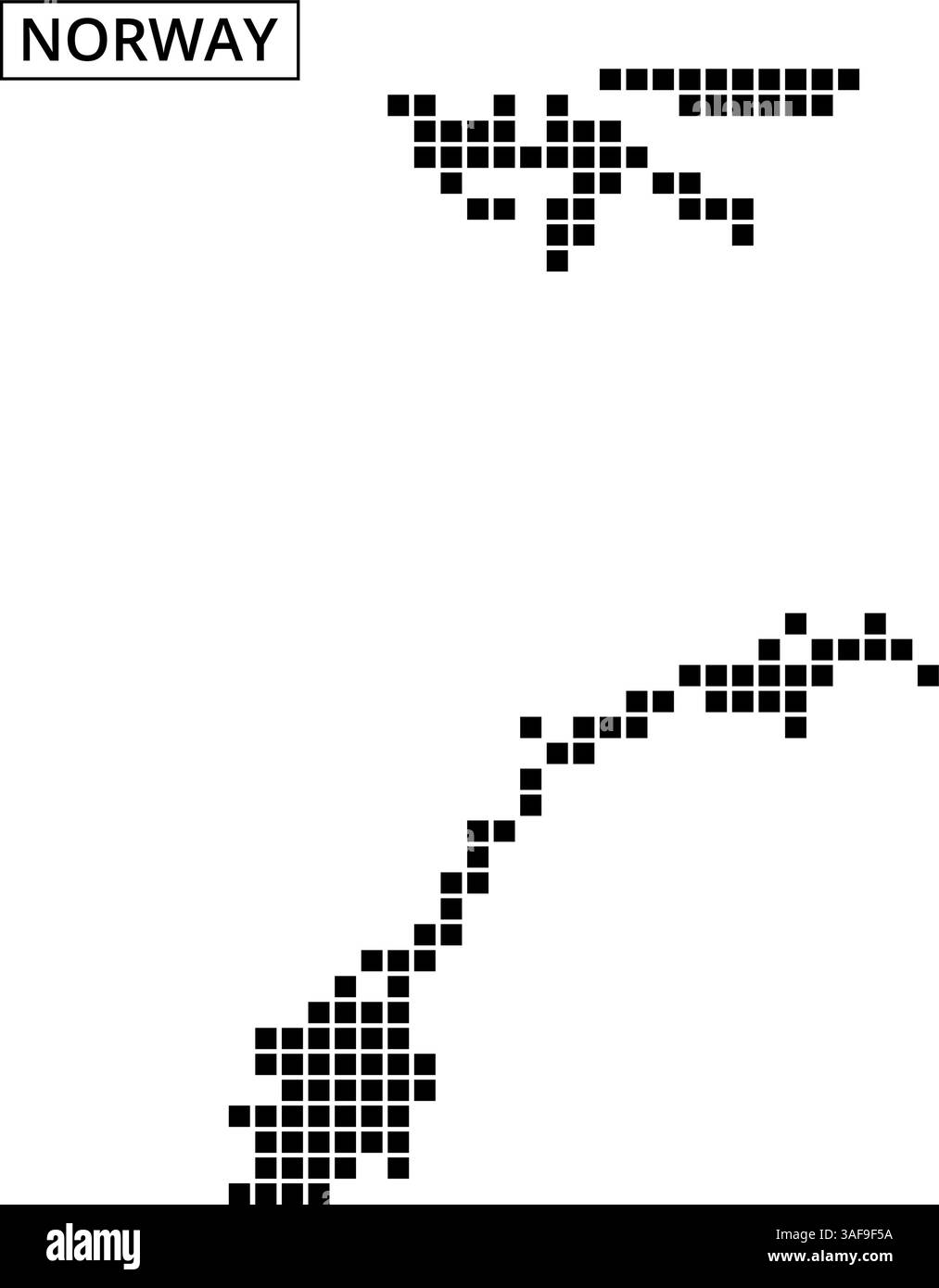Eine visuelle Darstellung Norwegens mit gepunktetem Muster vor abstraktem Hintergrund, die seine einzigartige Geographie unterstreicht. Stock Vektor