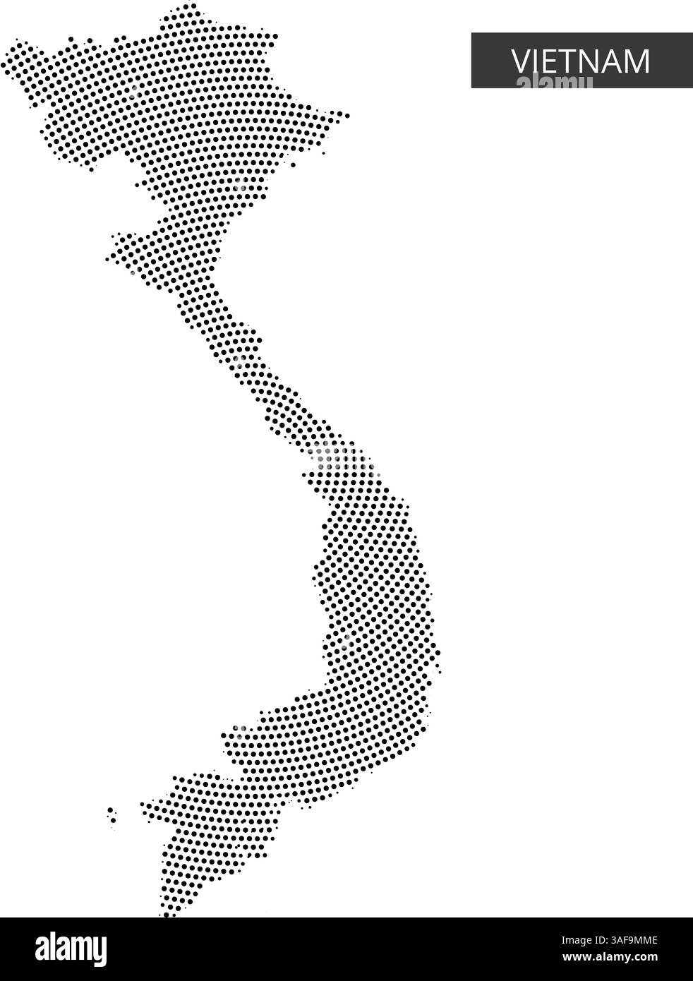 Ein detaillierter Überblick über Vietnam hebt seine geografischen Grenzen und Küstenmerkmale hervor und zeigt die Form und Topographie des Landes. Stock Vektor