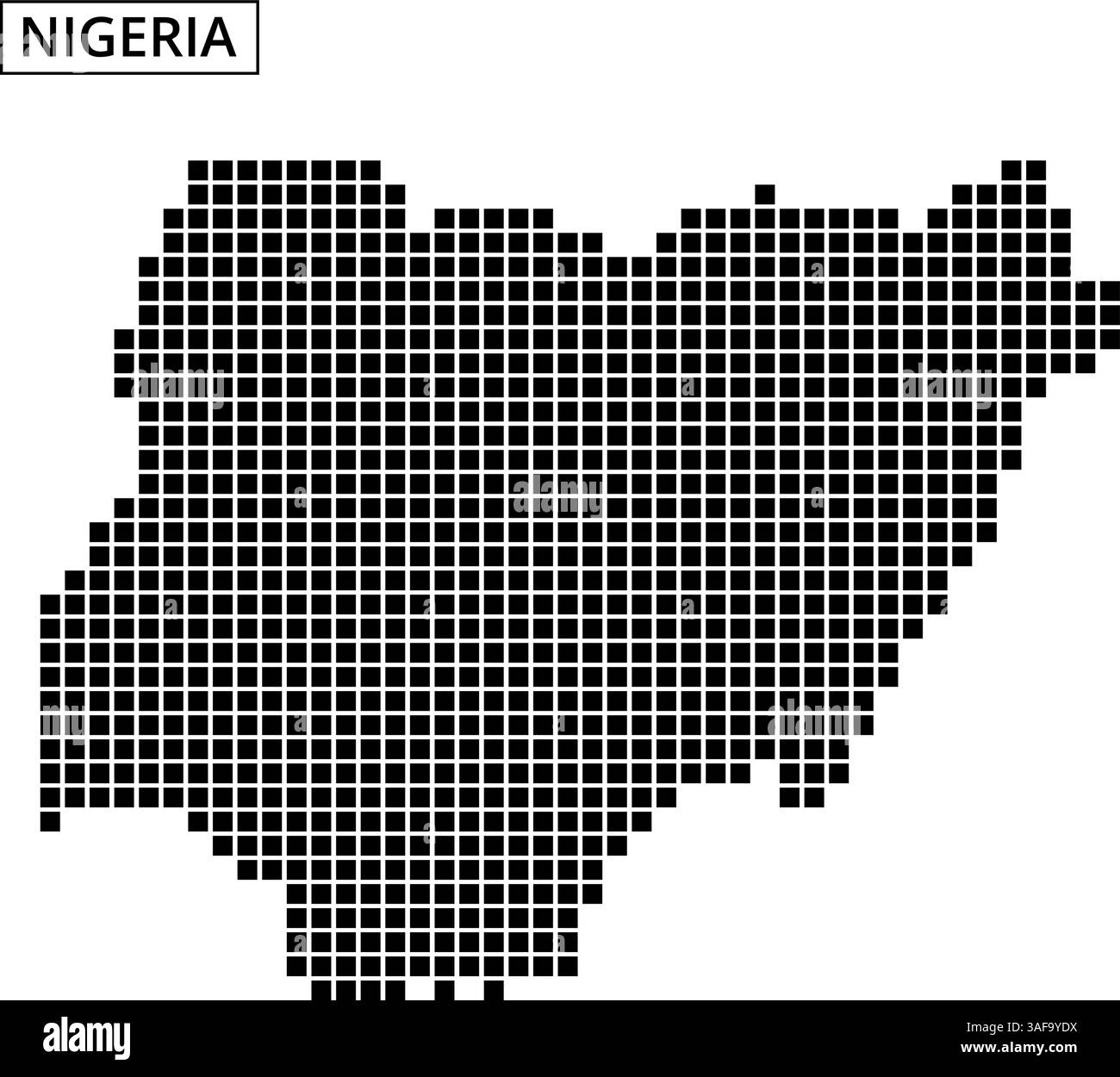 Eine kreative Darstellung Nigerias mit einem detaillierten Punktmuster, das seine geografischen Merkmale und seine Umrisse hervorhebt. Stock Vektor