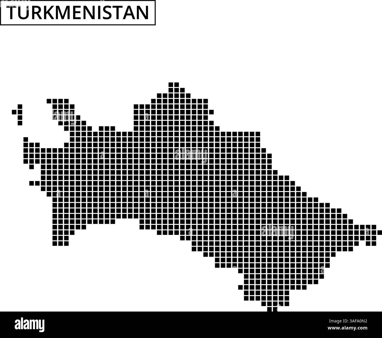 Die markante Umrisse Turkmenistans wird mit einem gepunkteten Muster erstellt, das die geografische Form des Landes mit subtiler Textur zeigt. Stock Vektor