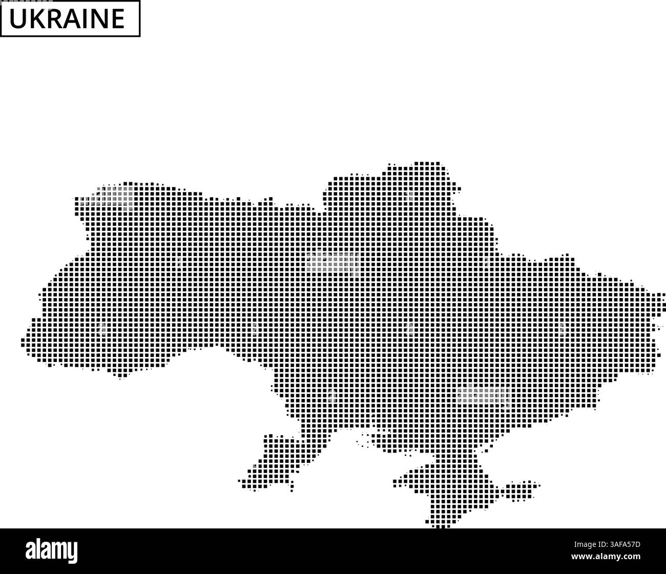 Eine Umrisse der Ukraine mit einem Punktmuster, die die geografischen Merkmale und Grenzen des Landes auf einzigartige Weise betont. Stock Vektor