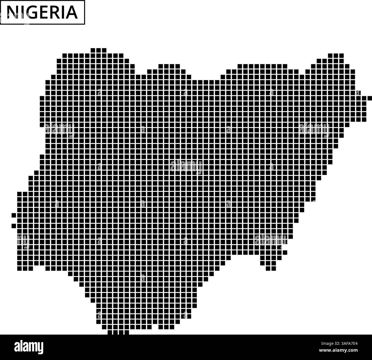 Eine kreative Darstellung Nigerias mit einem detaillierten Punktmuster, das seine geografischen Merkmale und seine Umrisse hervorhebt. Stock Vektor