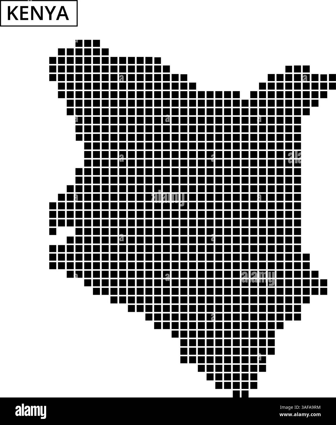 Einzigartige Darstellung Kenias mit Punktmuster, die sein geografisches Layout und seine künstlerischen Merkmale zeigt. Stock Vektor