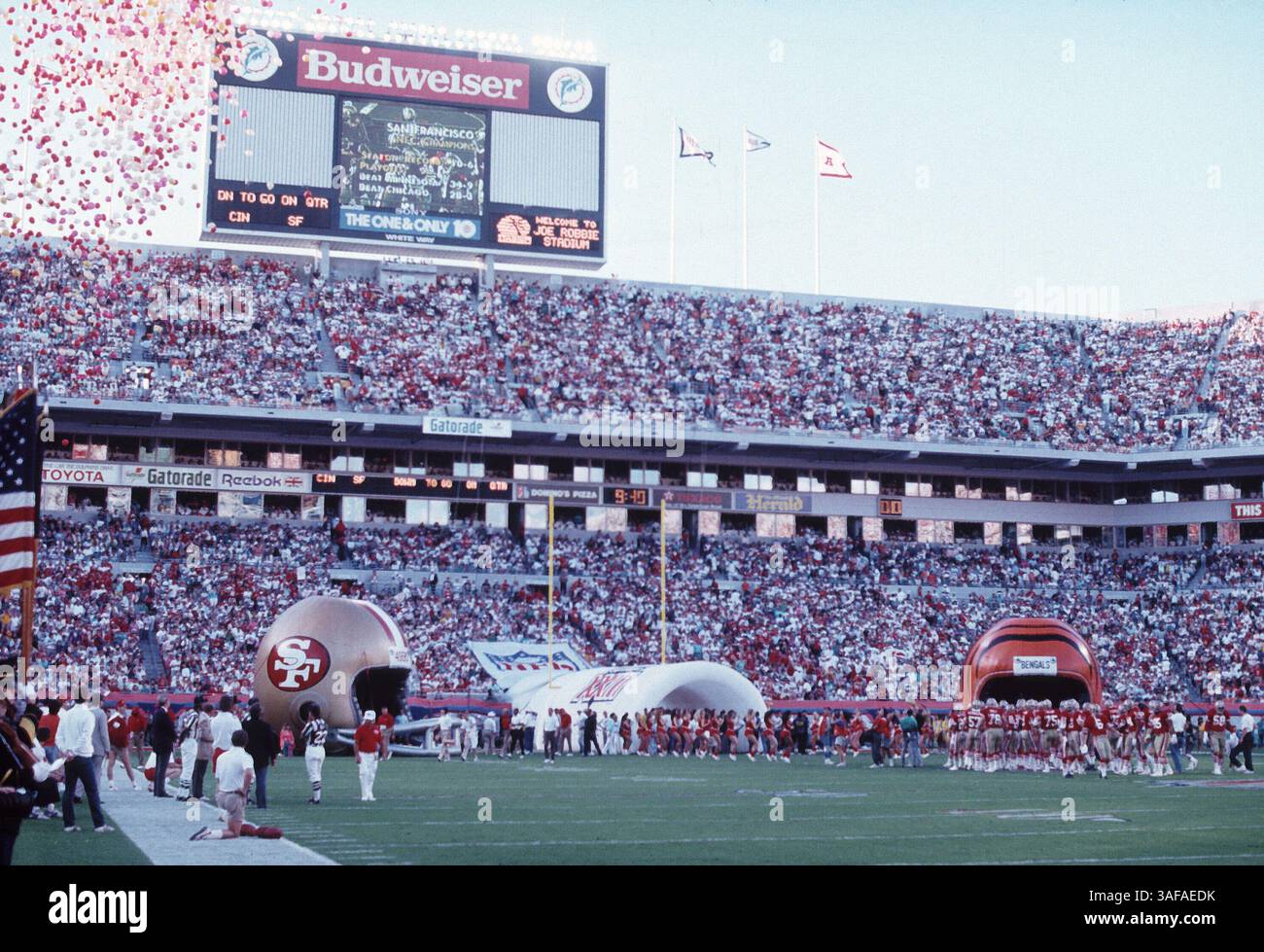 NFL Footballball 22. Januar 1989; Miami, FL, USA; super Bowl XXIII vor dem Spiel (Bild: APEX MediaWire/ZUMAPRESS.com) Stockfoto