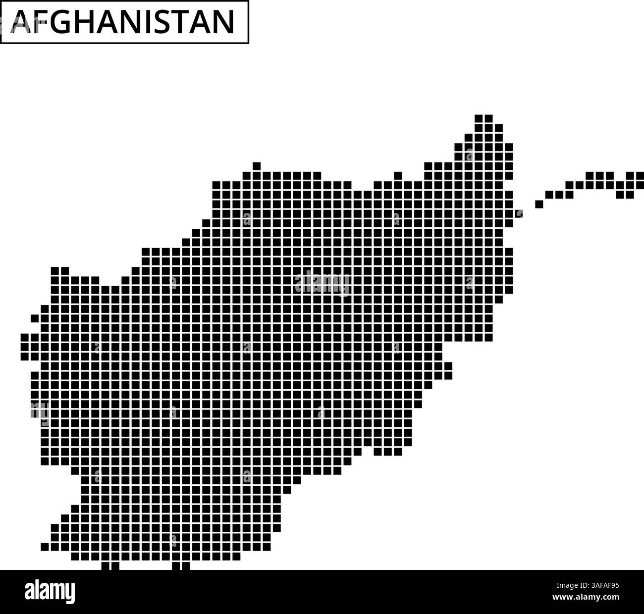 Eine Karte Afghanistans wird mit einem Punktmuster dargestellt, das geografische Umrisse und nahe gelegene Länder zeigt und deren einzigartige Form und Lage unterstreicht. Stock Vektor