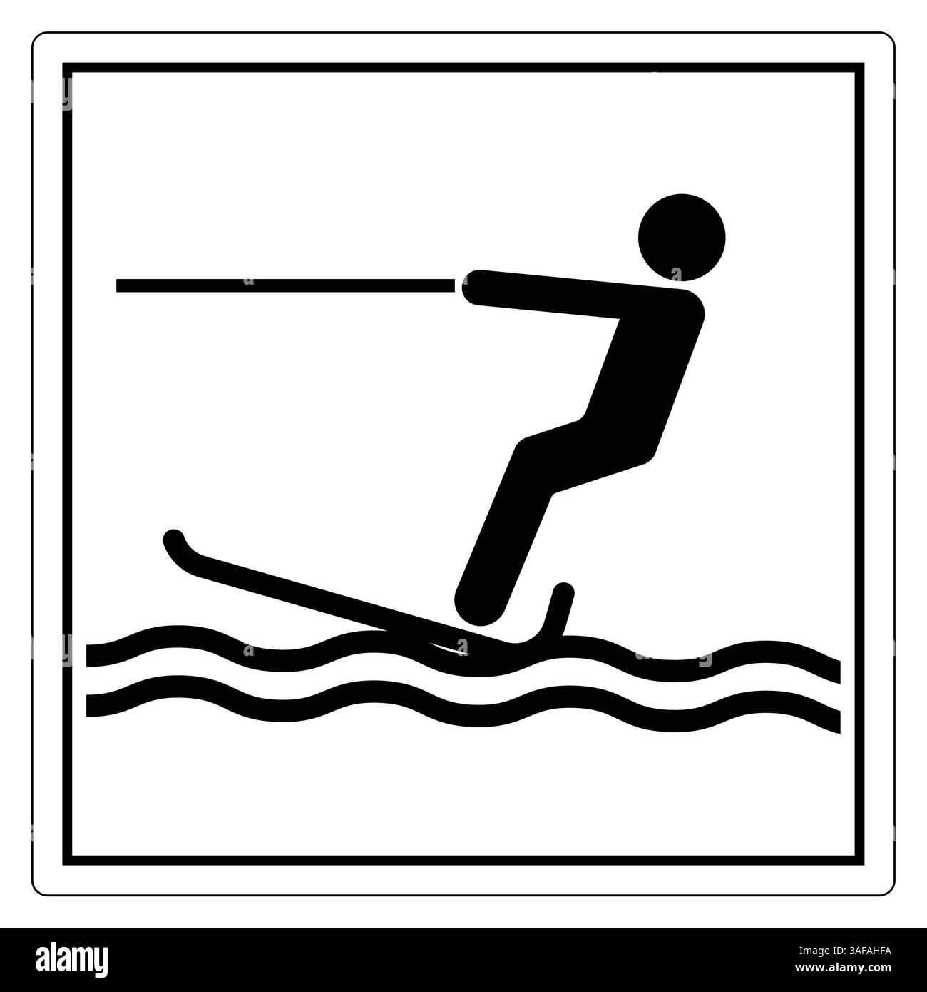 Dynamisches Symbol einer Person Wasserski, das Nervenkitzel und Spannung auf einem ruhigen Gewässer zeigt Stock Vektor