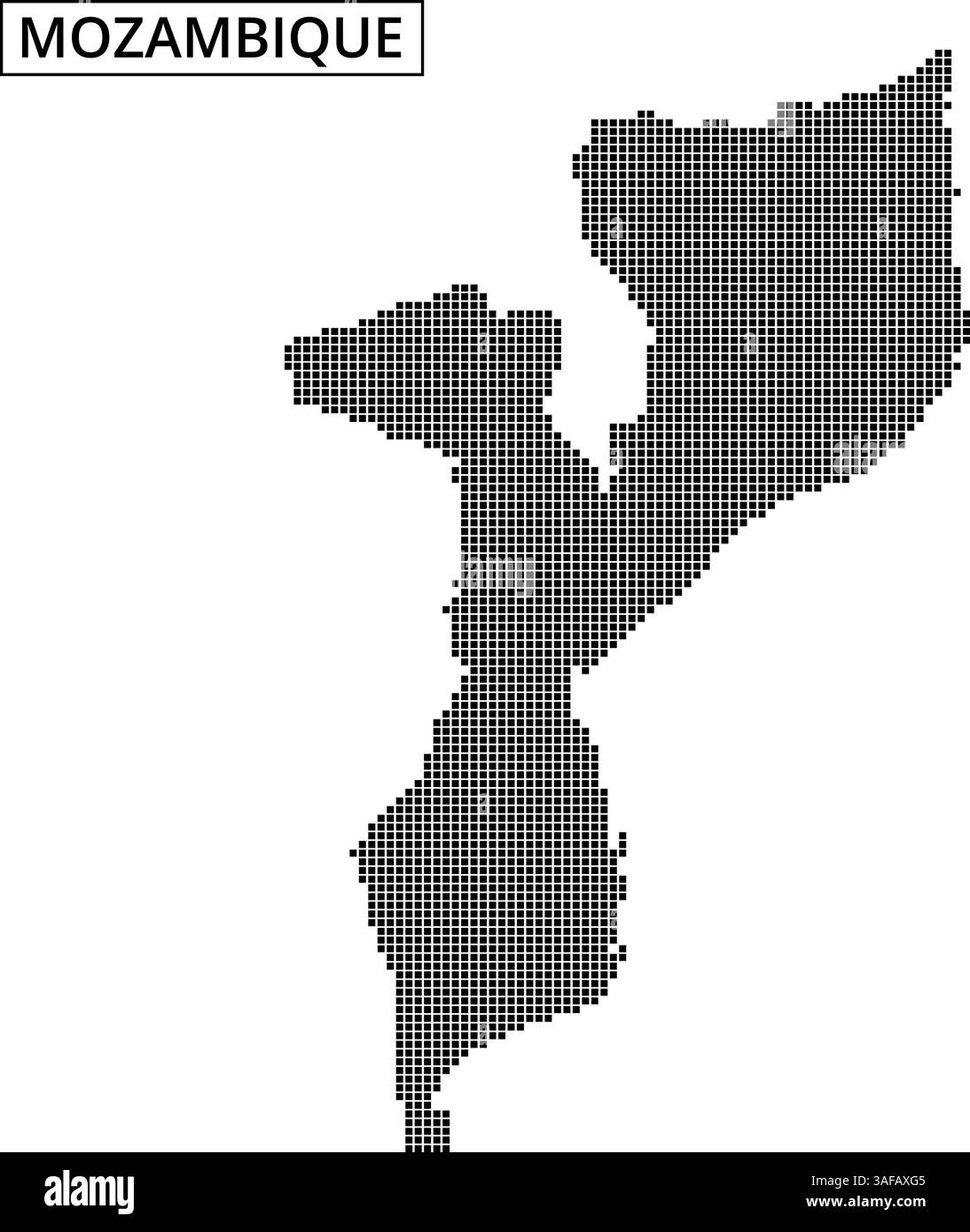 Die Umrisse Mosambiks in einem gepunkteten Design unterstreicht die besondere geografische Bedeutung des Landes. Stock Vektor