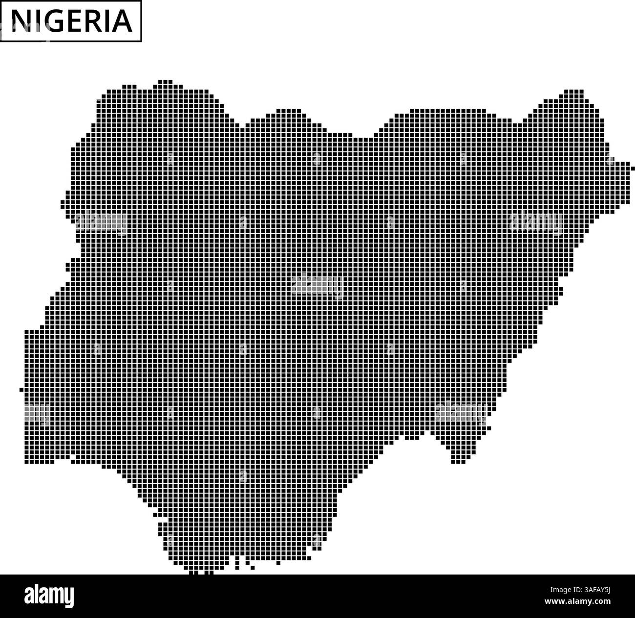 Eine kreative Darstellung Nigerias mit einem detaillierten Punktmuster, das seine geografischen Merkmale und seine Umrisse hervorhebt. Stock Vektor