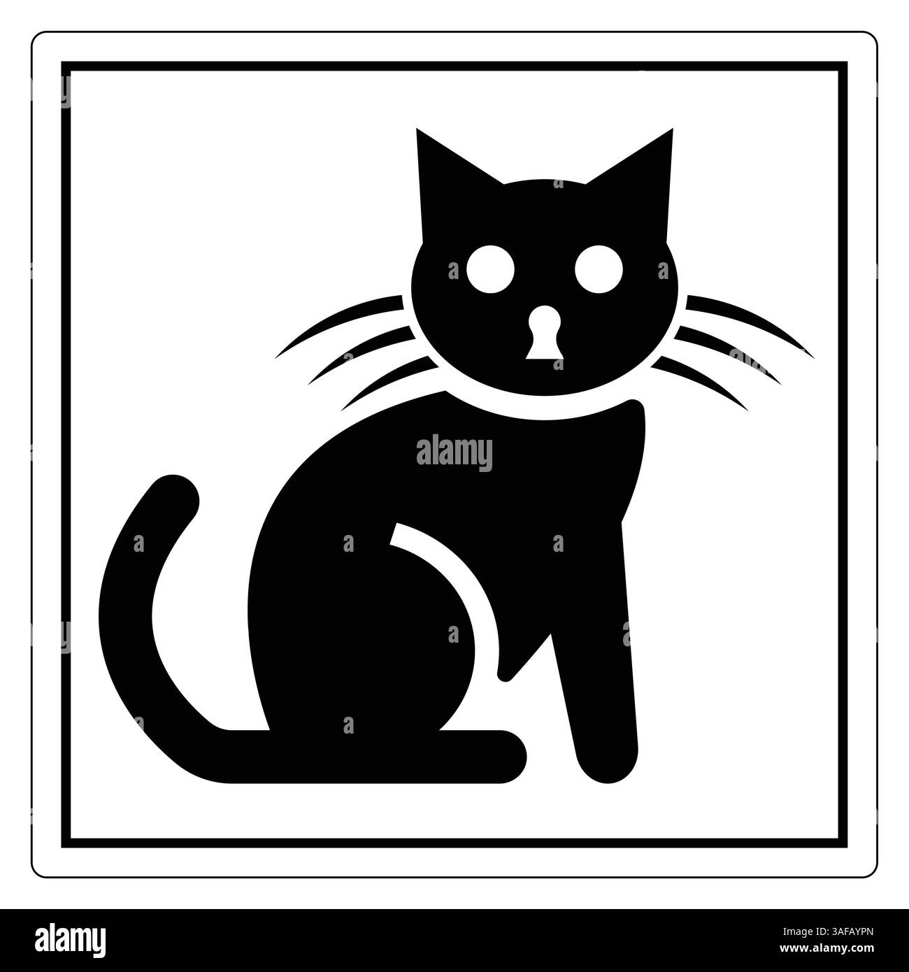 Schwarze Silhouette einer Katze mit markanten Gesichtszügen und stilvollem Körper in minimalistischem Design Stock Vektor