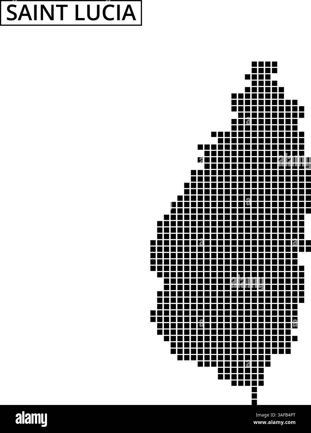 Detaillierte Darstellung von Saint Lucia, die seine einzigartige Form und seinen geografischen Kontext in der Karibik hervorhebt. Stock Vektor