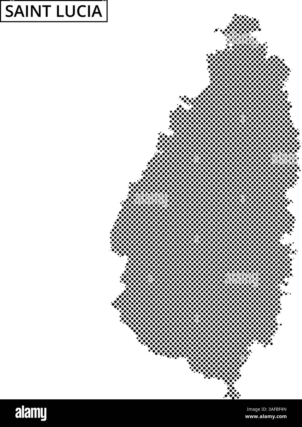 Detaillierte Darstellung von Saint Lucia, die seine einzigartige Form und seinen geografischen Kontext in der Karibik hervorhebt. Stock Vektor