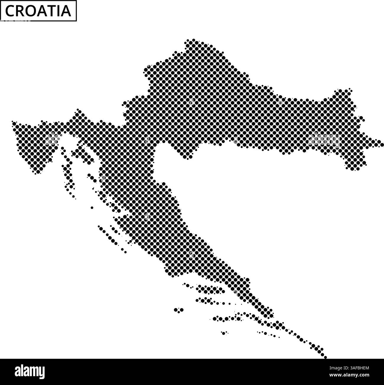 Die Umrisse Kroatiens werden in einem gepunkteten Stil vor einem subtilen abstrakten Hintergrund mit weichen Linien dargestellt. Stock Vektor