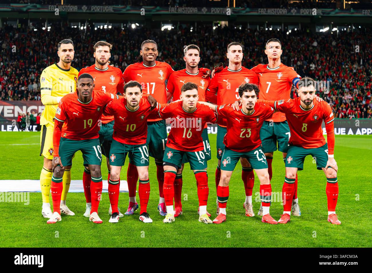 Lissabon, Portugal. März 2025. UEFA Nations League: Portugal gegen Dänemark. Portugiesisches Team Stockfoto