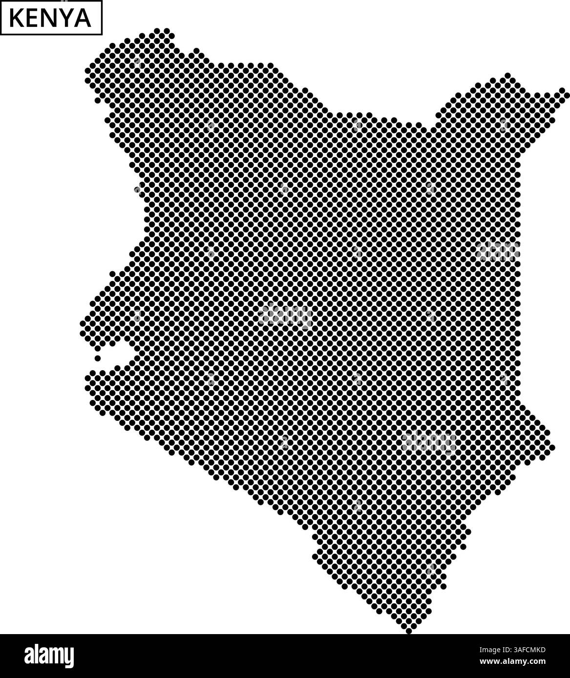 Einzigartige Darstellung Kenias mit Punktmuster, die sein geografisches Layout und seine künstlerischen Merkmale zeigt. Stock Vektor