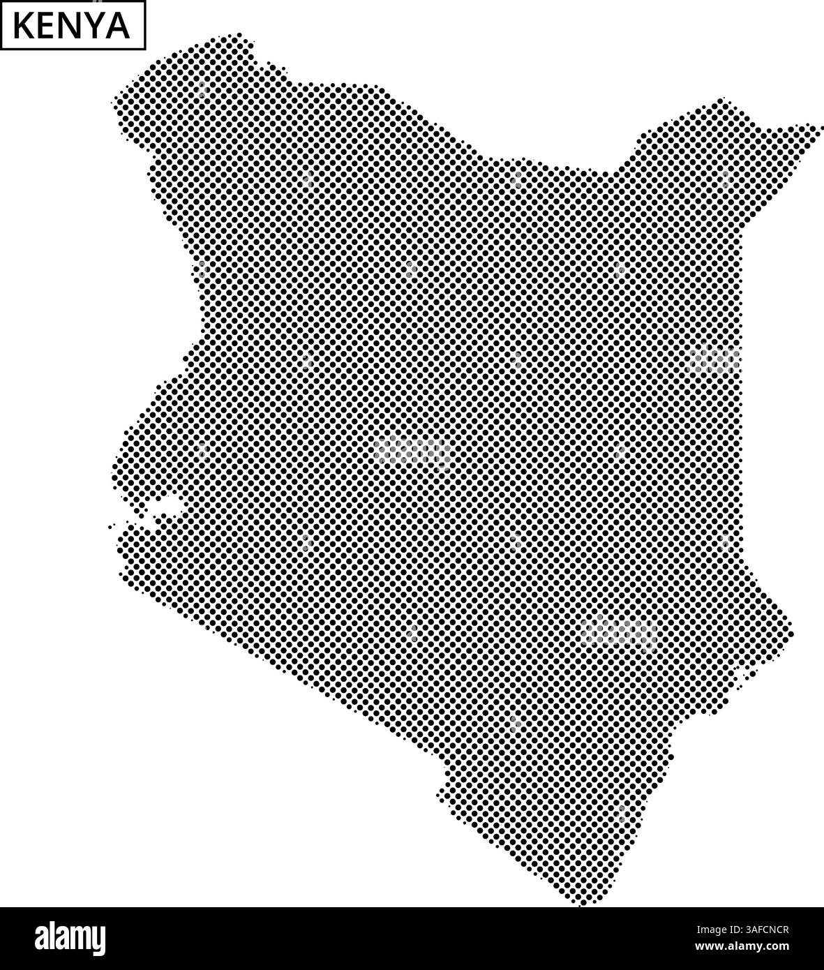 Einzigartige Darstellung Kenias mit Punktmuster, die sein geografisches Layout und seine künstlerischen Merkmale zeigt. Stock Vektor