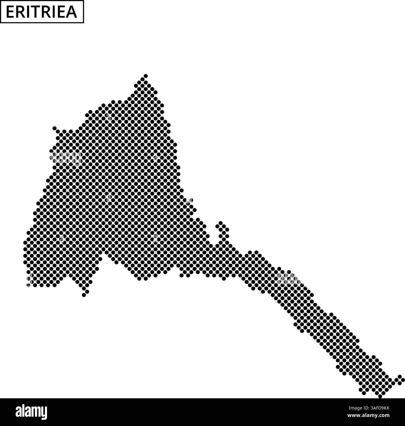 Diese detaillierte Umrisse von Eritrea zeigt seine geografischen Grenzen und seine einzigartige Form und hebt seine Besonderheiten und Lage hervor. Stock Vektor