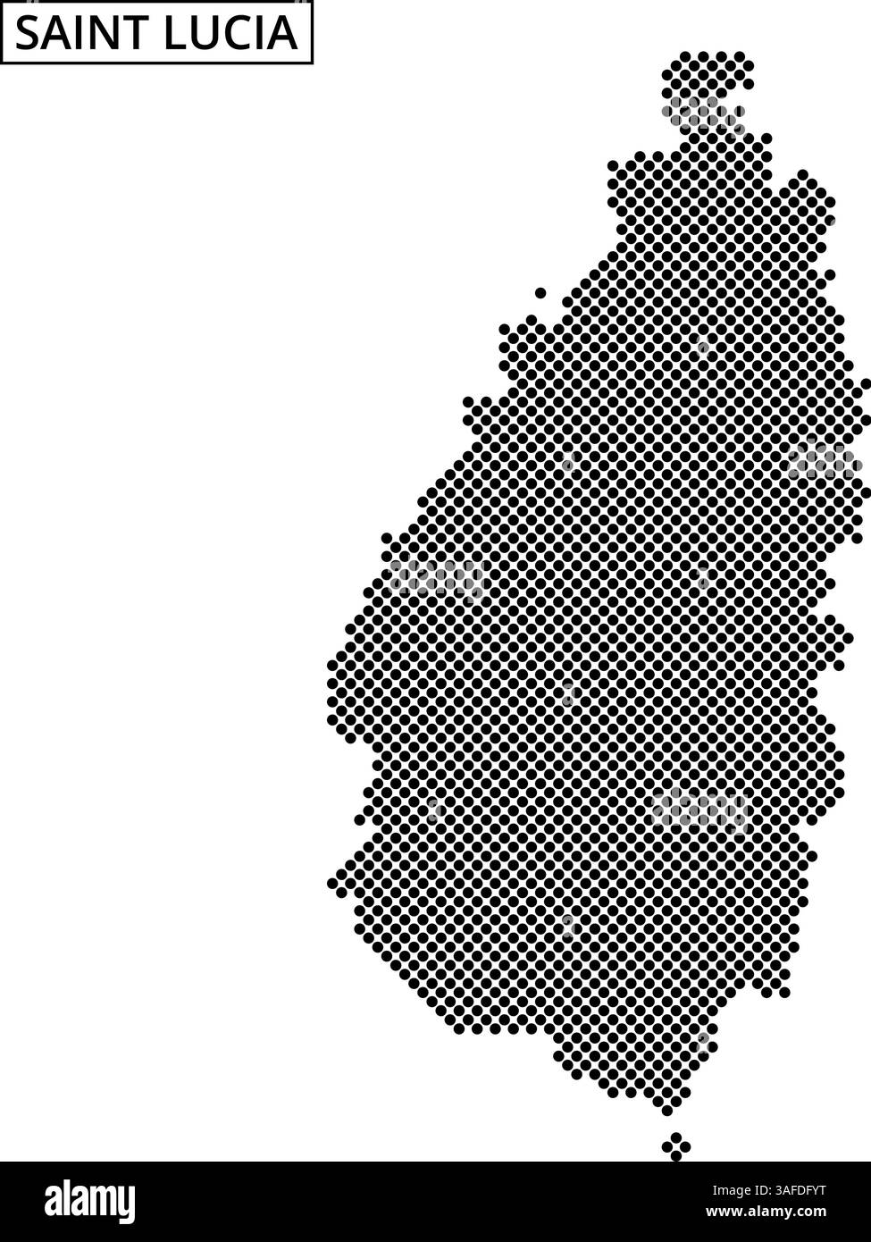 Detaillierte Darstellung von Saint Lucia, die seine einzigartige Form und seinen geografischen Kontext in der Karibik hervorhebt. Stock Vektor