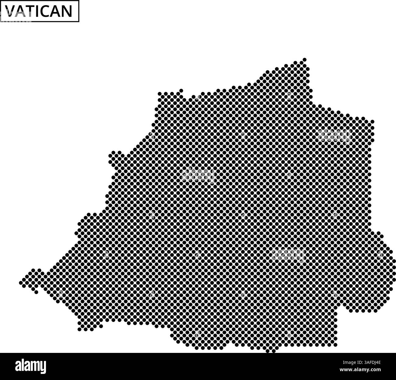 Eine schwarze Rasterumrandung des Vatikans veranschaulicht seine einzigartige Form auf einem neutralen Hintergrund. Dieses Design betont seine geografische Umrisse. Stock Vektor