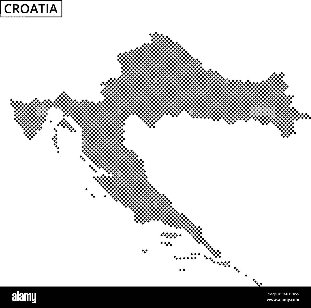 Die Umrisse Kroatiens werden in einem gepunkteten Stil vor einem subtilen abstrakten Hintergrund mit weichen Linien dargestellt. Stock Vektor