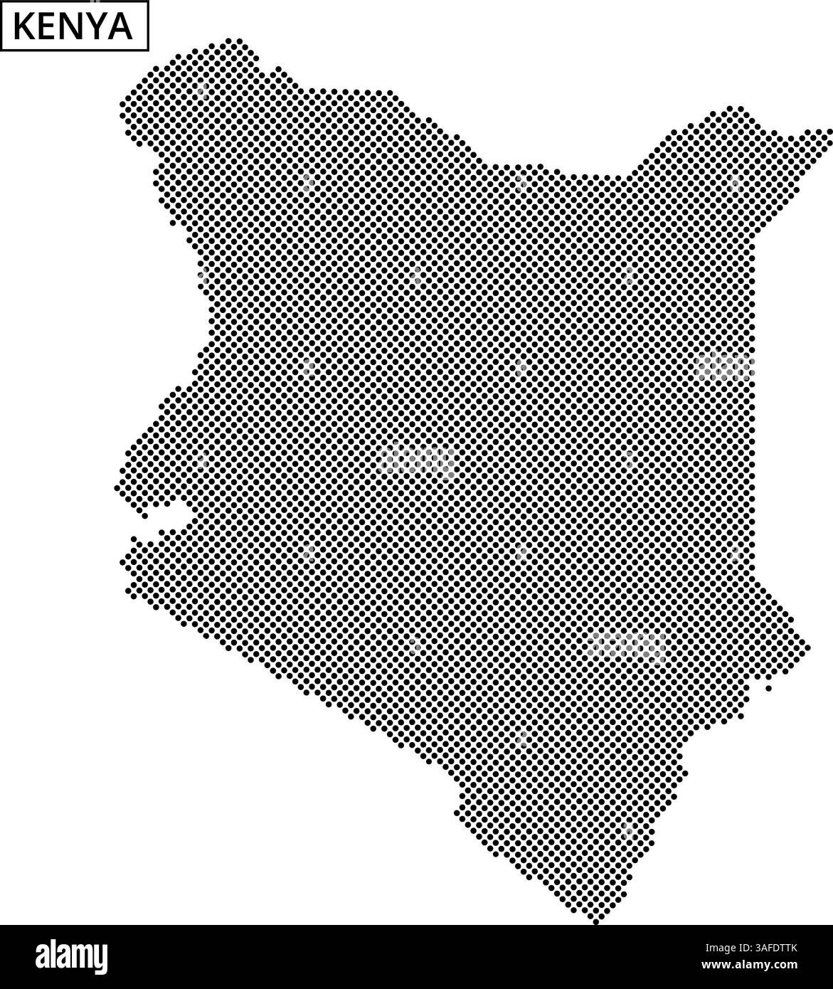 Einzigartige Darstellung Kenias mit Punktmuster, die sein geografisches Layout und seine künstlerischen Merkmale zeigt. Stock Vektor
