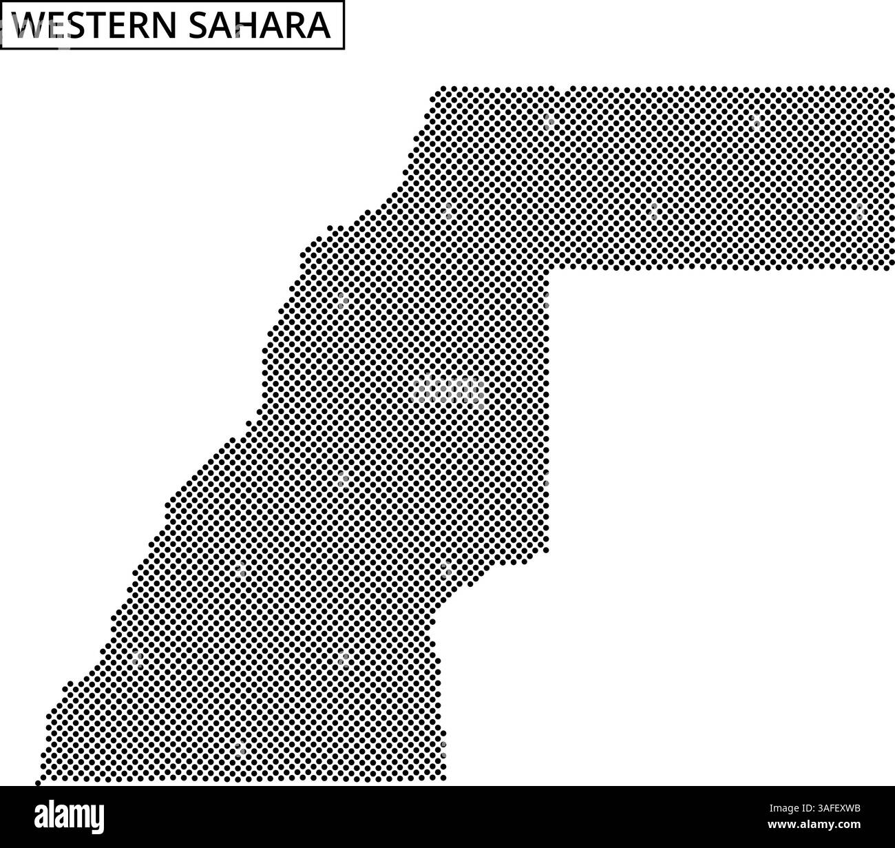 Eine detaillierte Karte zeigt die geografischen Grenzen der Westsahara und zeigt einzigartige topografische Merkmale und Datenbeziehungen. Stock Vektor