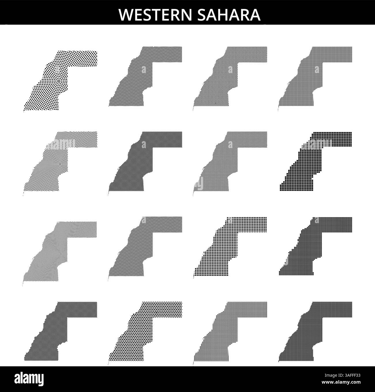 Eine detaillierte Karte zeigt die geografischen Grenzen der Westsahara und zeigt einzigartige topografische Merkmale und Datenbeziehungen. Stock Vektor