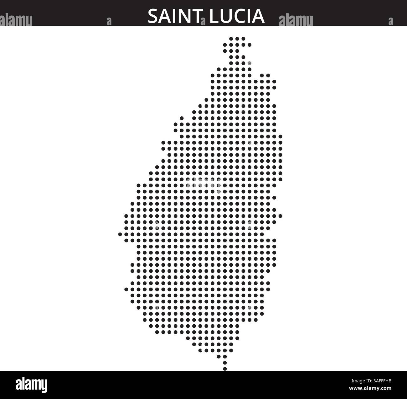 Detaillierte Darstellung von Saint Lucia, die seine einzigartige Form und seinen geografischen Kontext in der Karibik hervorhebt. Stock Vektor