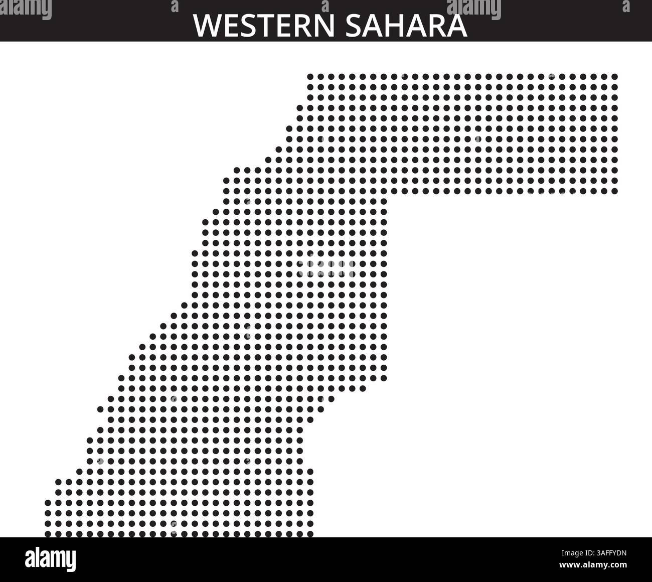 Eine detaillierte Karte zeigt die geografischen Grenzen der Westsahara und zeigt einzigartige topografische Merkmale und Datenbeziehungen. Stock Vektor