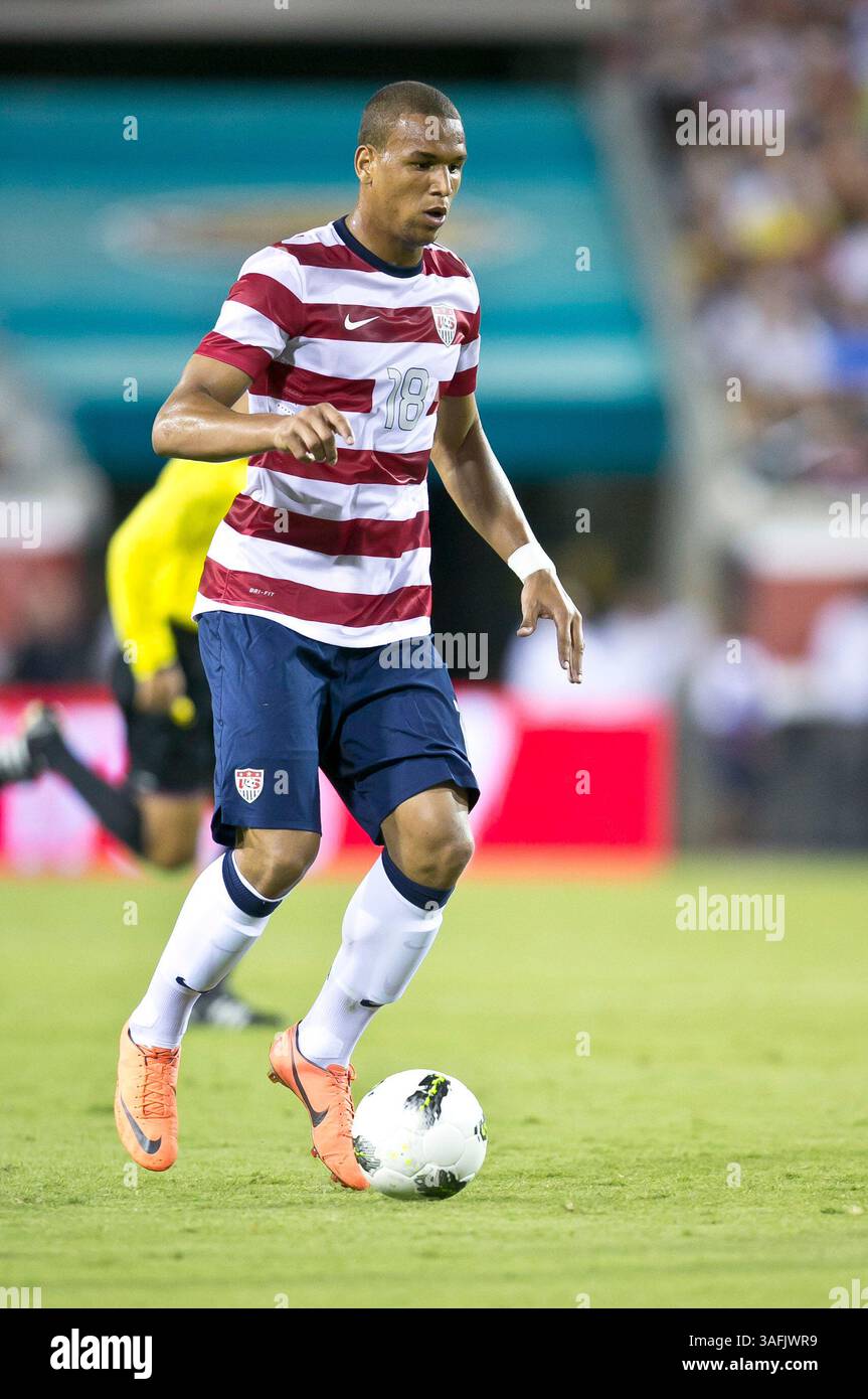 26. Mai 2012: Die USA Men's National Team f Terrence Boyd (18) kontrolliert sein Dribble während der Action zwischen den USA und Schottland auf dem EverBank Field in Jacksonville, Florida. (Bild: © Gray Quetti/Cal Sport Media/ZUMAPRESS.com) Stockfoto