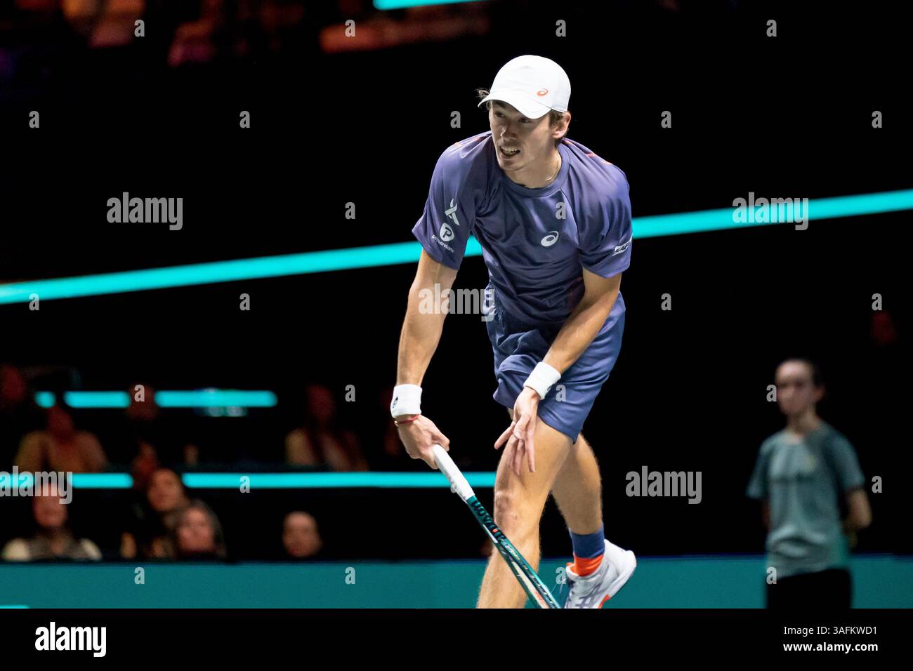 Rotterdam, Niederlande. Februar 2025. ROTTERDAM, NIEDERLANDE - 8. FEBRUAR: Alex de Minaur aus Australien während der ABN AMRO Open in Rotterdam Ahoy am 8. Februar 2025 in Rotterdam, Niederlande. (Foto von Marleen Fouchier/Orange Pictures) Credit: Orange Pics BV/Alamy Live News Stockfoto