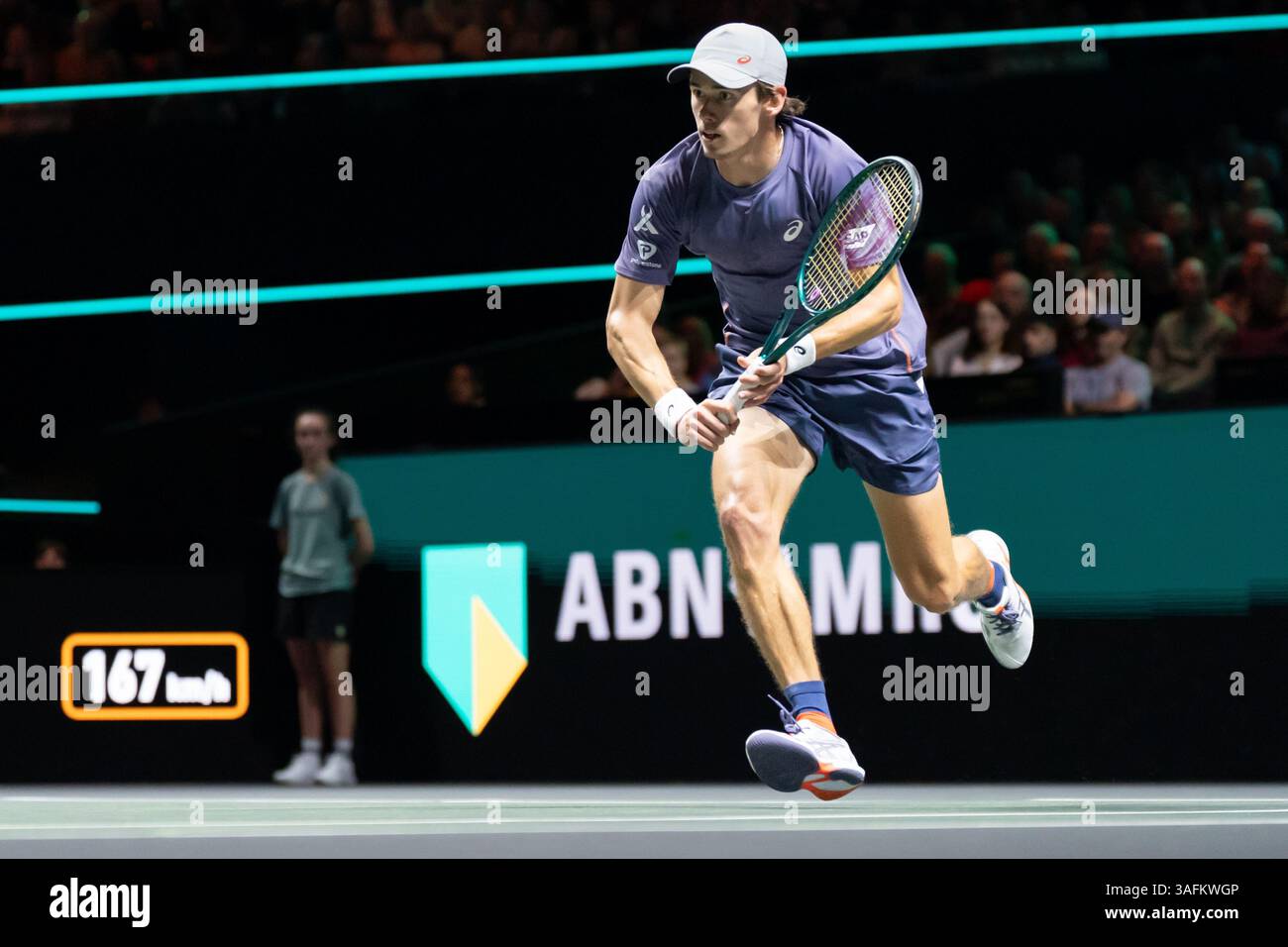 Rotterdam, Niederlande. Februar 2025. ROTTERDAM, NIEDERLANDE - 8. FEBRUAR: Alex de Minaur aus Australien während der ABN AMRO Open in Rotterdam Ahoy am 8. Februar 2025 in Rotterdam, Niederlande. (Foto von Marleen Fouchier/Orange Pictures) Credit: Orange Pics BV/Alamy Live News Stockfoto