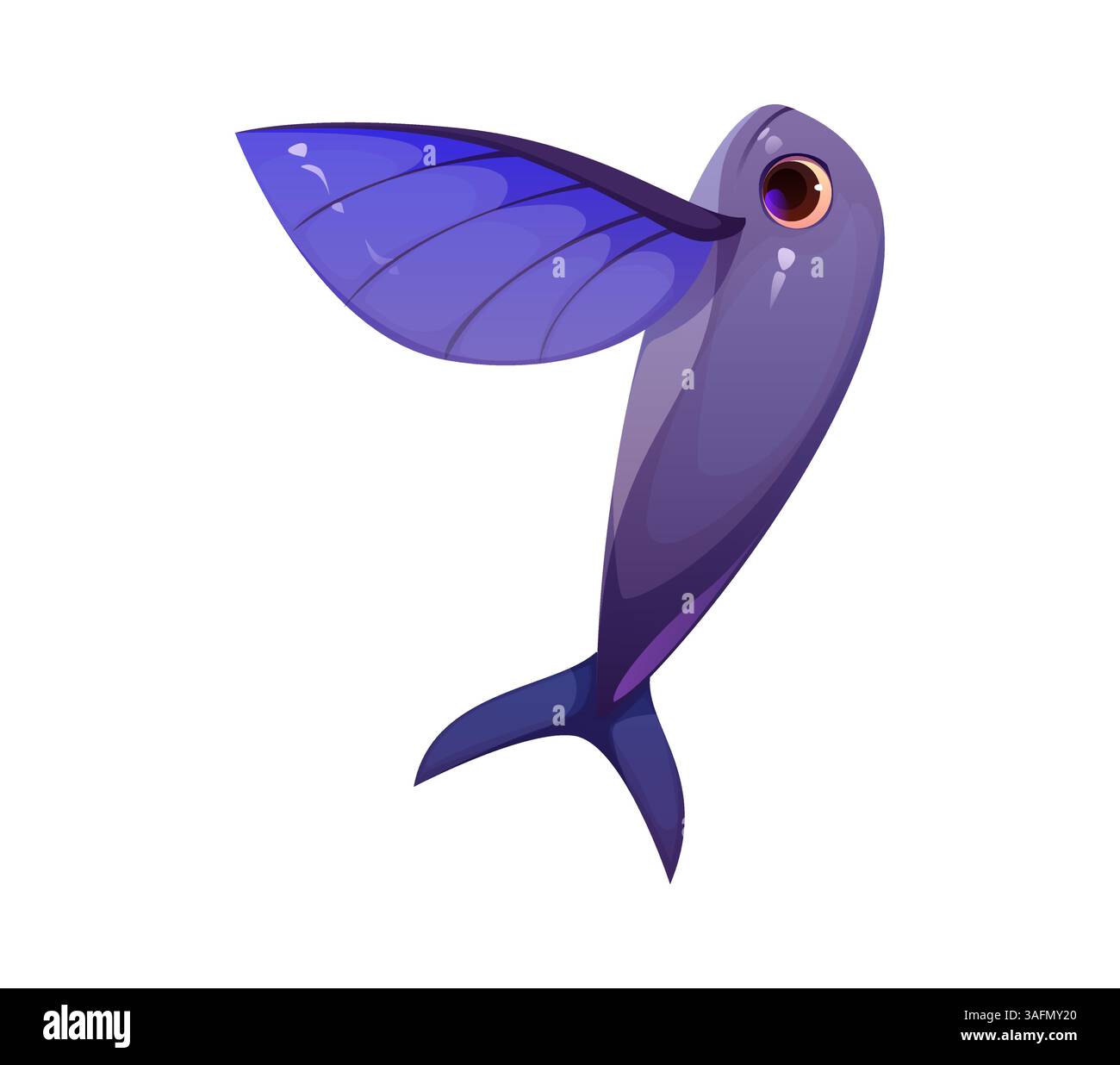 Zeichentrickfilm Unterwasser Fliegen Fish Ziffer 7 7 7. Meerestiere Kreatur mathematische Schriftart Figur oder Zahl, Wassertier isolierte Vektor-Typeset Ziffer oder Unterwasser Natur Schriftzeichen Ziffern Stock Vektor